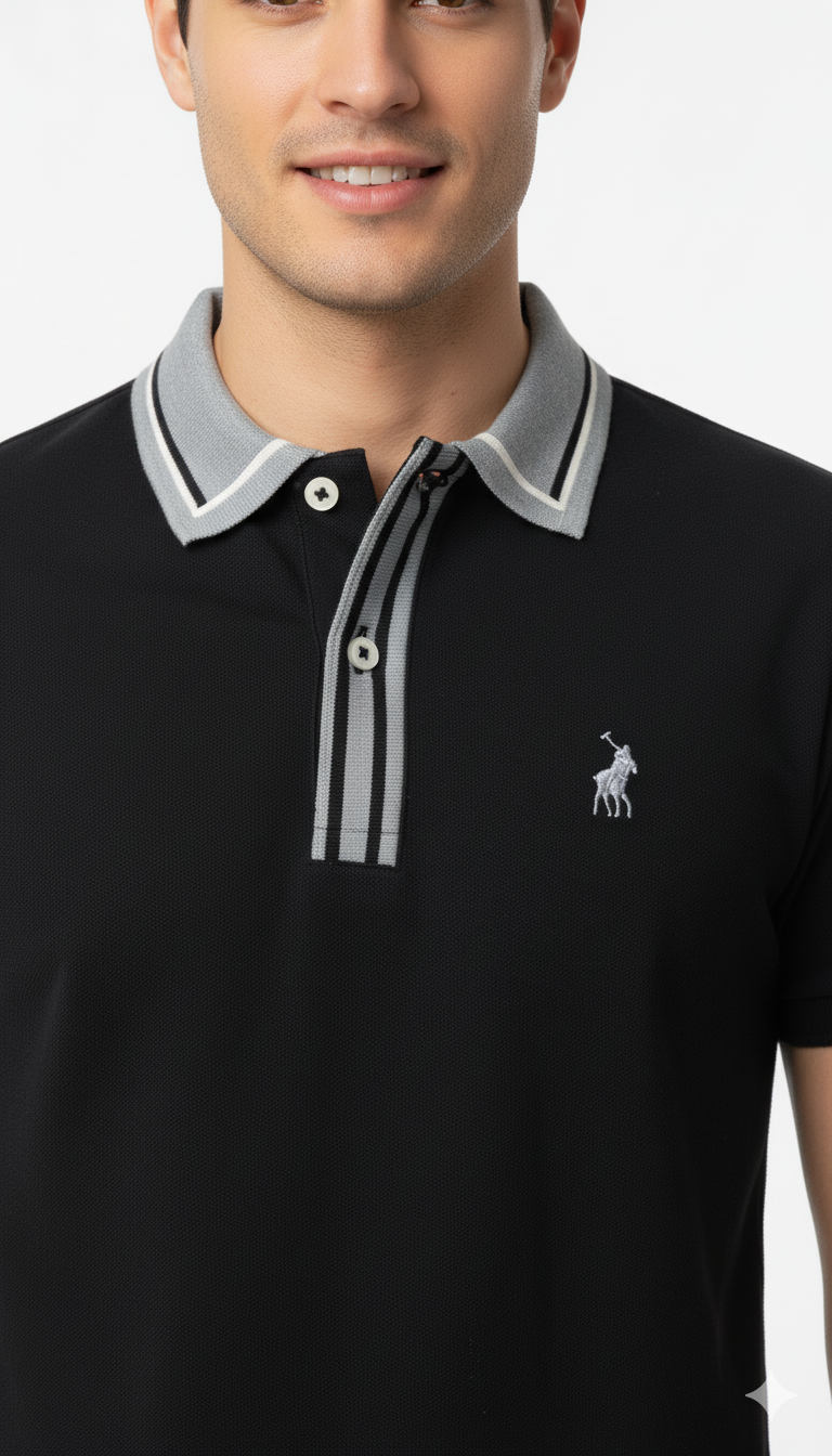 Polo Mens Plain Pique Placket In Navy