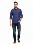 Polo Mens Dobby Shirt In Navy