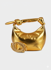 Sissyboy Womens  Metalic Bag with Knot Strap In Gold