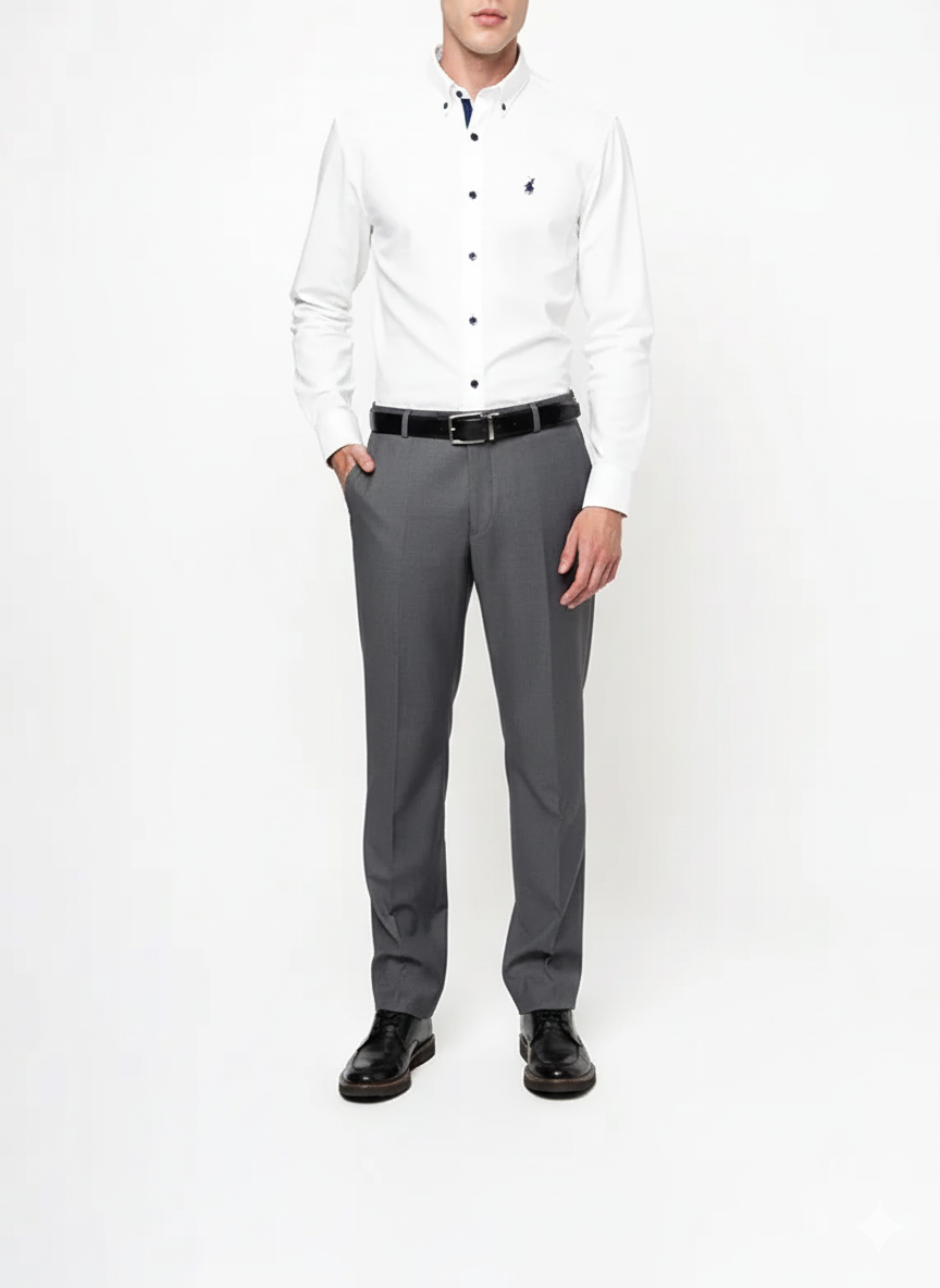 Polo Mens Textured Shirt In White