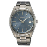 Seiko Mens Titanuim Dtainless Steel Watch In Silver/Light Blue Dial