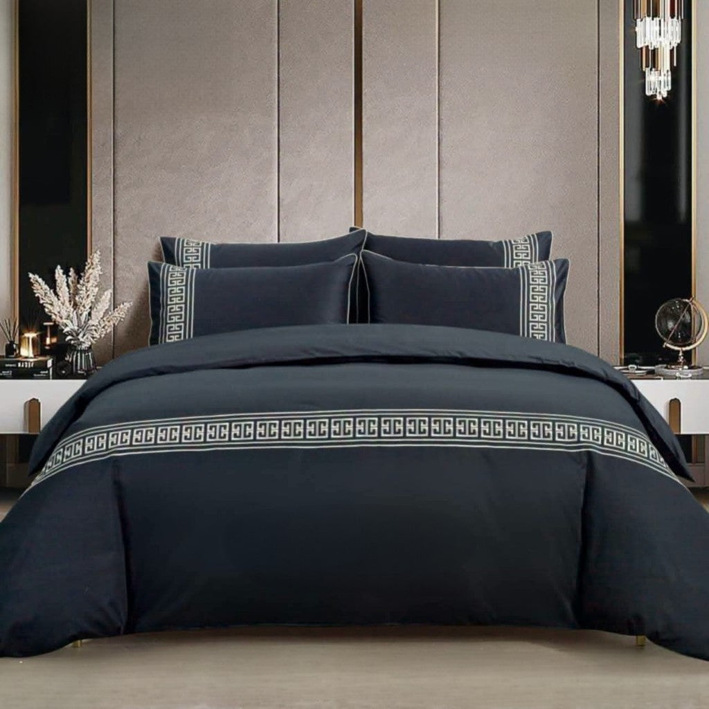 Egyptian Cotton Co Givenchy Duvet Cover In Black