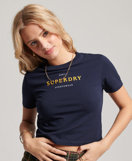 Superdry L-Code Graphic Tiny Tee W1011184A Navy