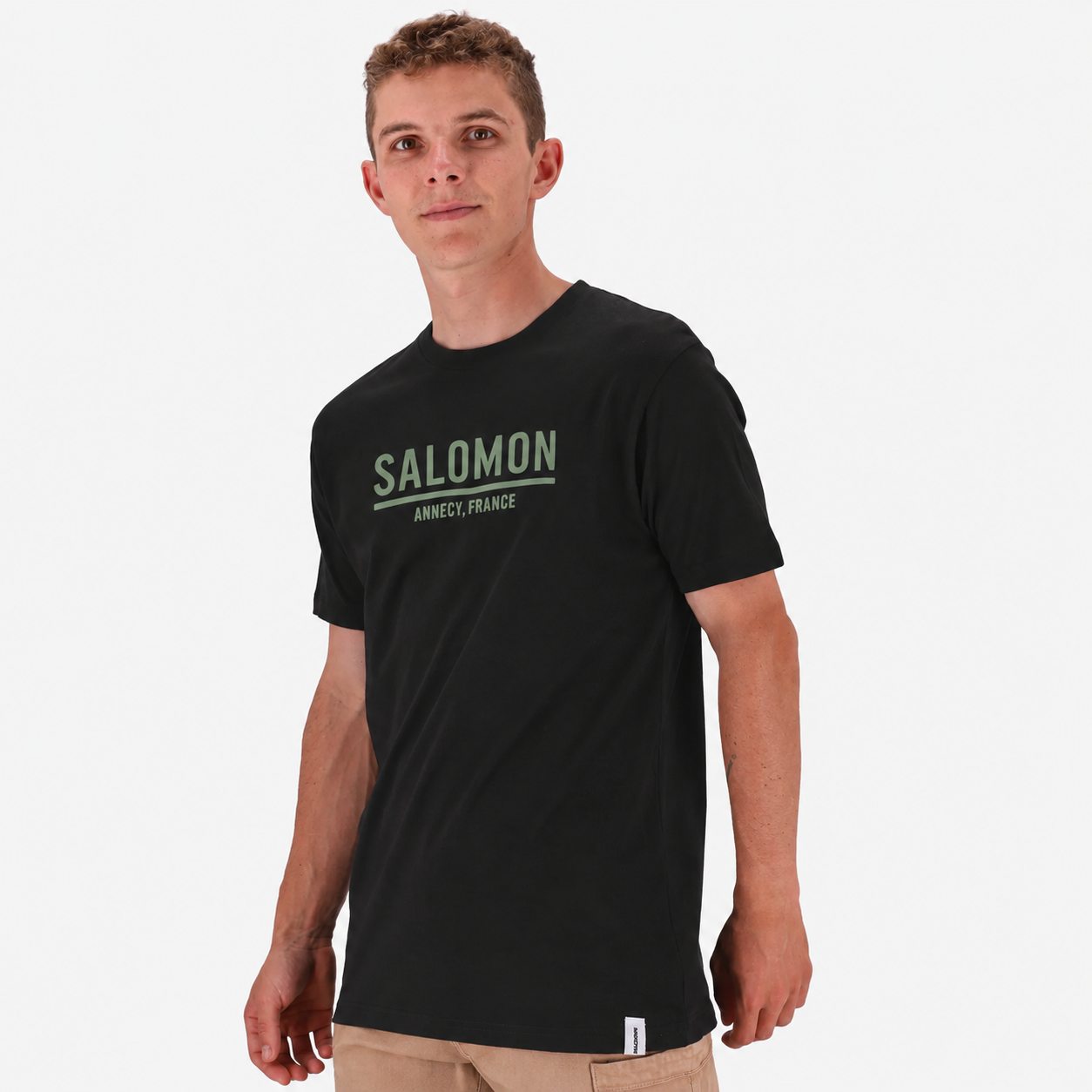 Salomon Mens Down Under Short Sleeves T-Shirt In Black/Olive
