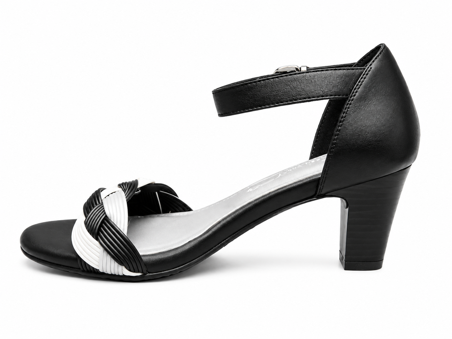 Green Cross Ladies Closed Back Ankle Heels In Black