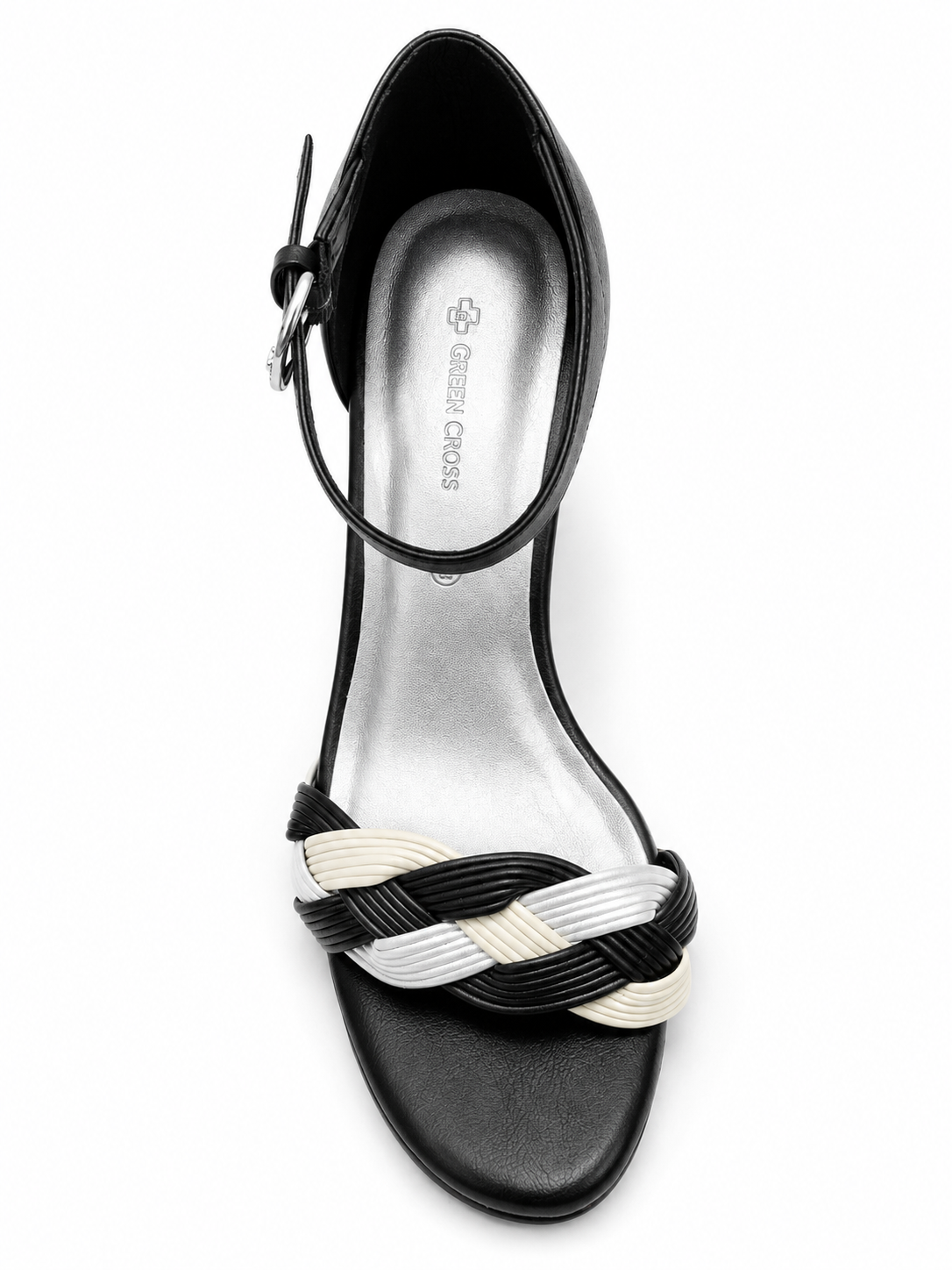 Green Cross Ladies Closed Back Ankle Heels In Black