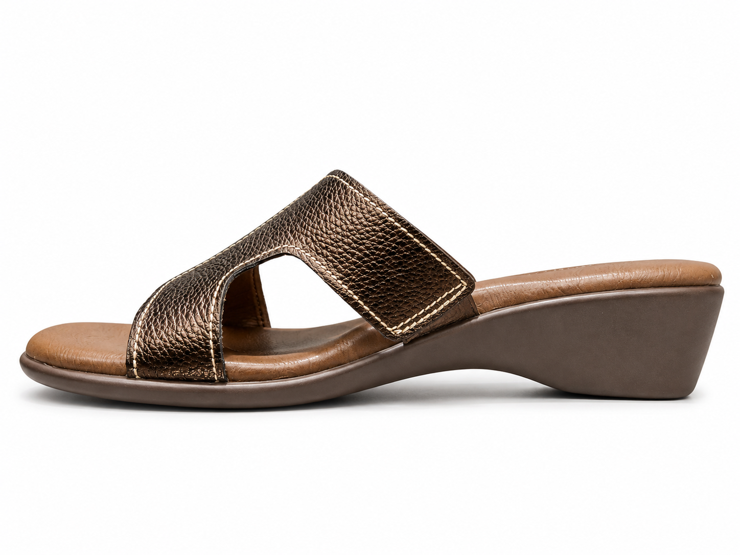 Green Cross Ladies Mule Sandals In Metallic Dark Brown