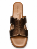 Green Cross Ladies Mule Sandals In Metallic Dark Brown