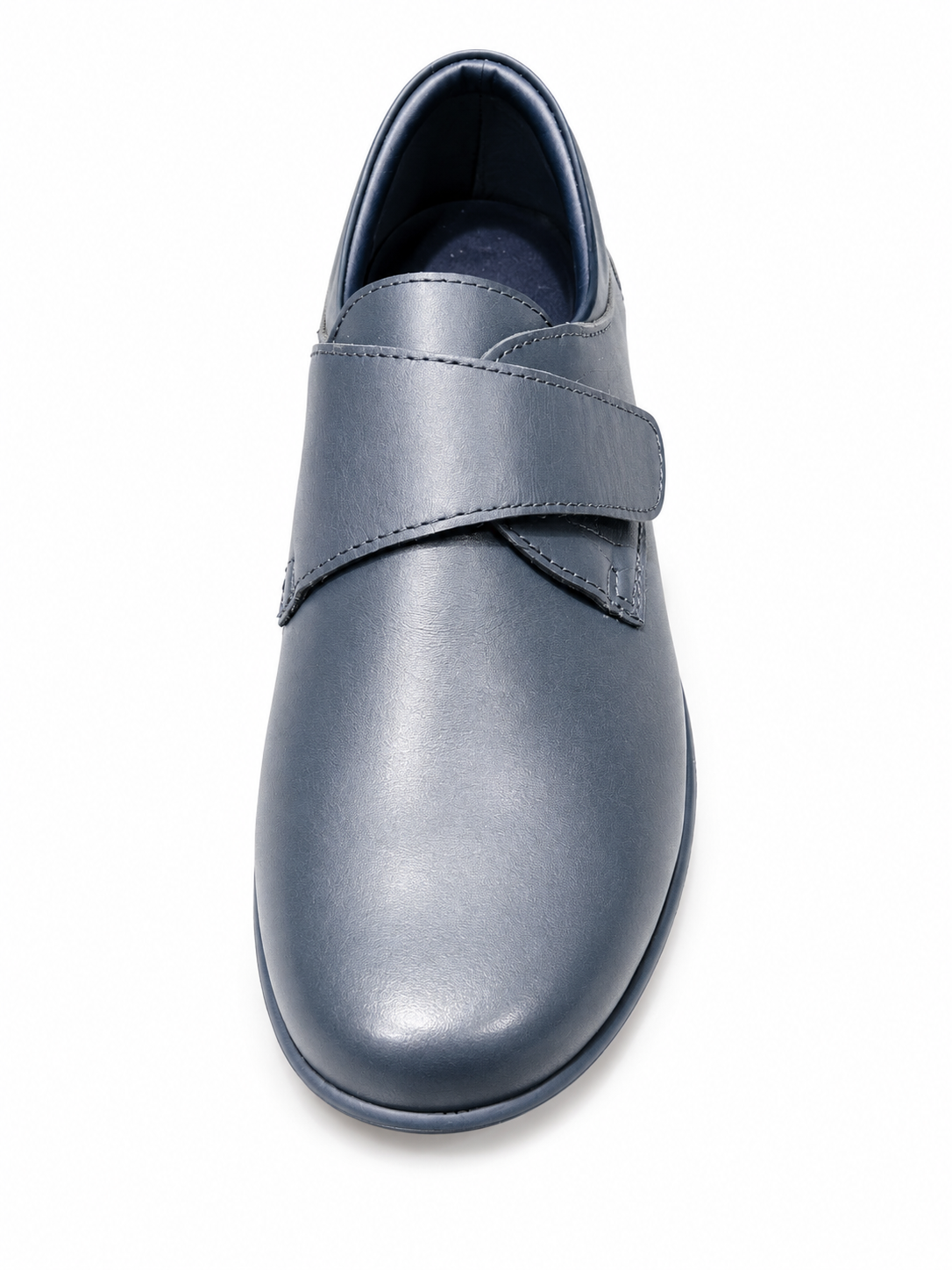 Green Cross Ladies Self Fastening Strap Flat Shoe In Navy
