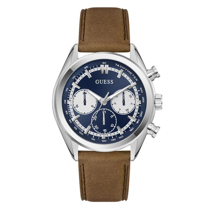 Guess Dawson Gents Brown Silver Multi Function