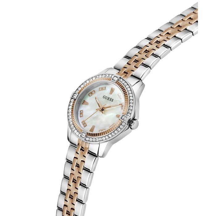 Guess Womens Colette Two Tone Watch In Silver And Rose Gold