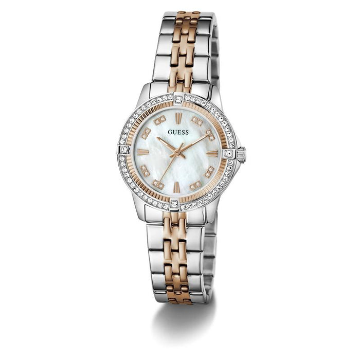 Guess Womens Colette Two Tone Watch In Silver And Rose Gold