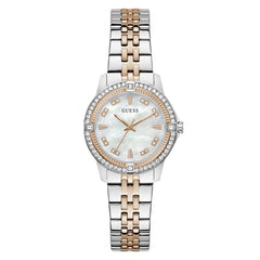Guess Womens Colette Two Tone Watch In Silver And Rose Gold