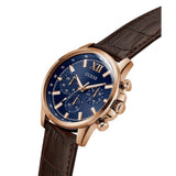Guess Mens Multi Function Watch In Brown/Blue Dial