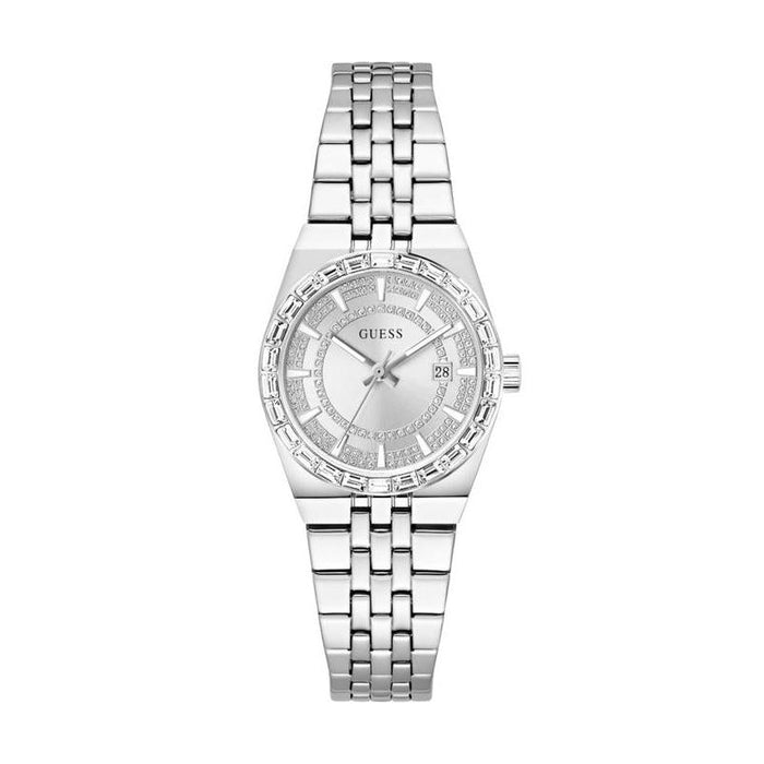 Guess Womens Vera Stainless Steel Watch In Silver