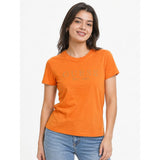 Guess Womens Floral Tri Short Sleeves T-Shirts In Orange