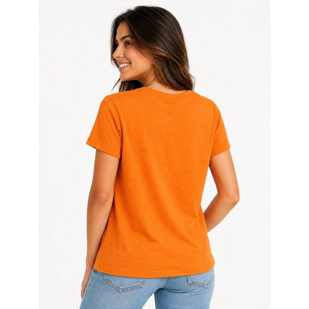 Guess Womens Floral Tri Short Sleeves T-Shirts In Orange