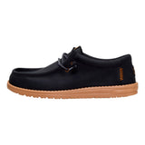 Hey Dude Mens Wally Fully Grain Leather Shoes In Black