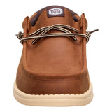 Hey Dude Mens Wally Fully Grain Leather Shoes In Brown