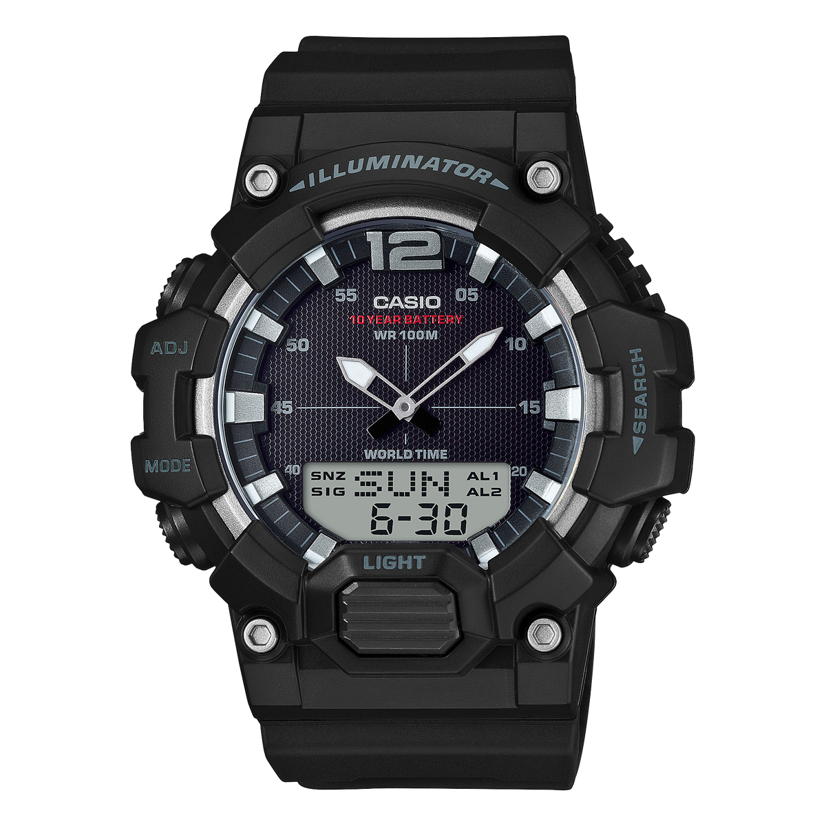 Casio Analogue & Digital Rubber Gents Watch In Black