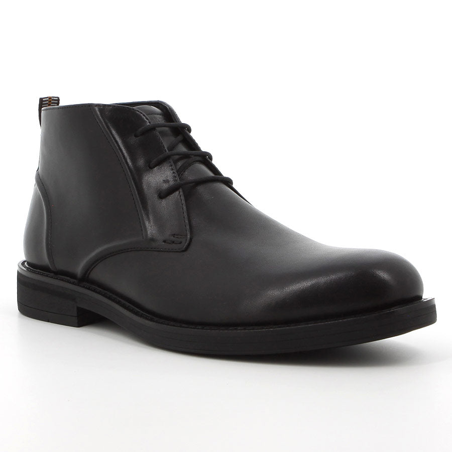 Hush Puppies Mens Elway Black Leather Shoes