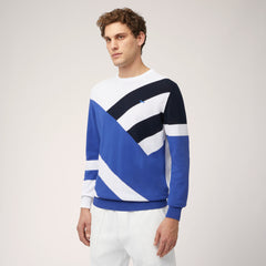 Harmont & Blaine Hrl636030762 Oblique Striped Crewneck 801  White/Blue