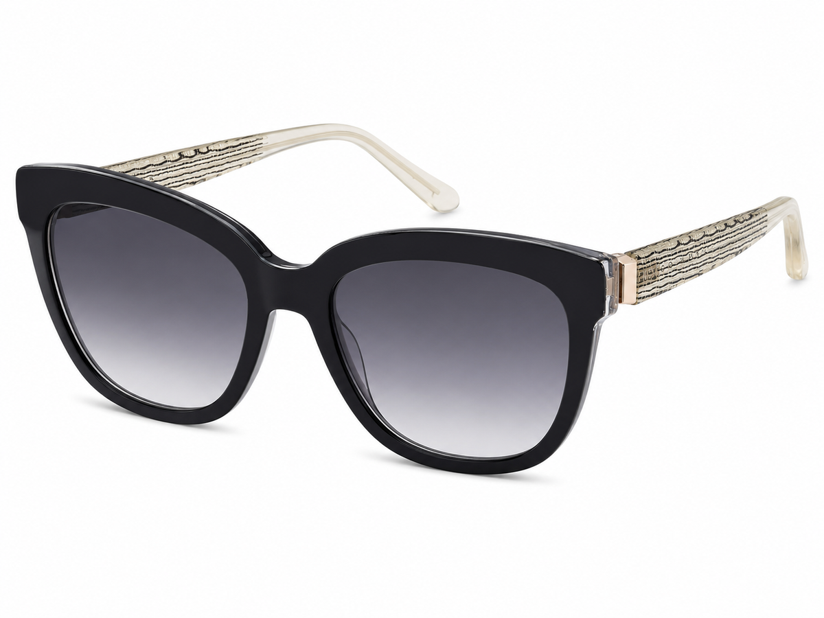Hugo Boss Crystal Clear Temple Sunglasses In Black