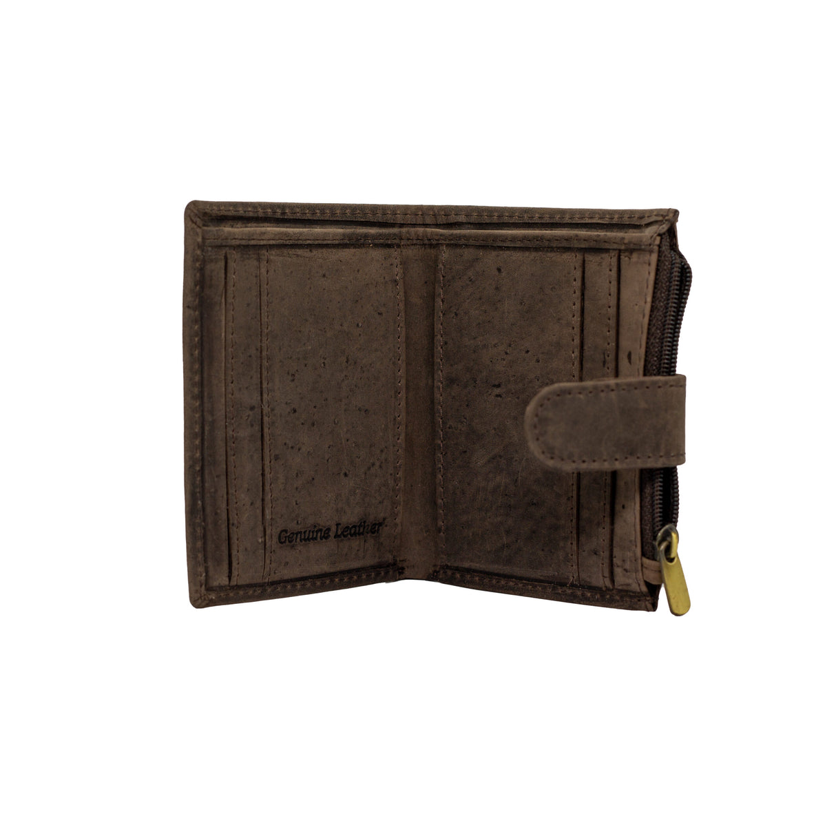 Bossi  Mens Hunter Leather Small Uni Card Wallet  With Zip In Brown