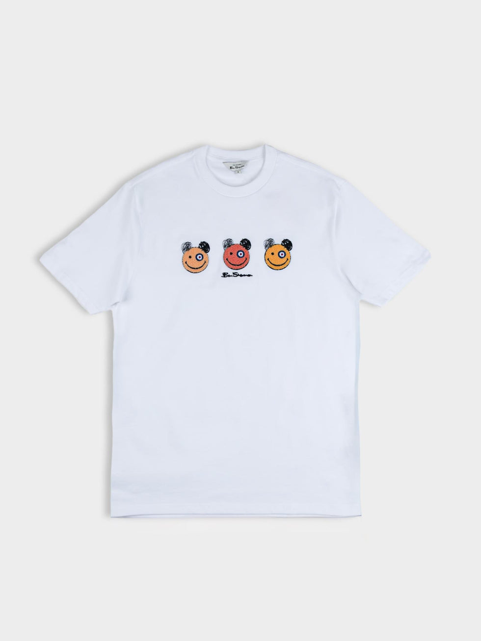 Ben Sherman Mens Happy Bears Chenille White T-Shirt