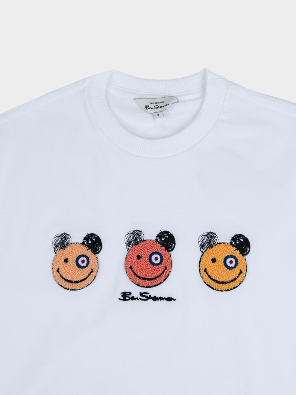 Ben Sherman Mens Happy Bears Chenille White T-Shirt