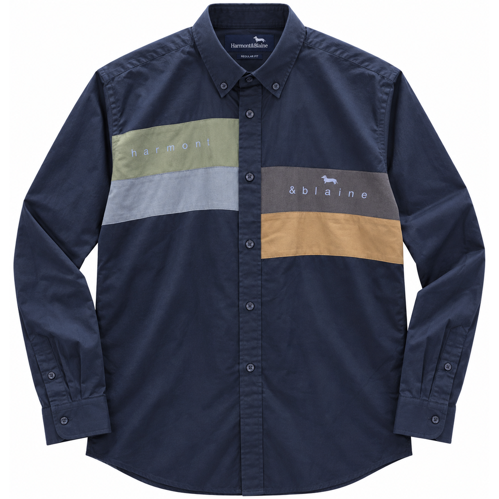 Harmont & Blaine Classic Long Sleeve Button-down Shirt In Navy