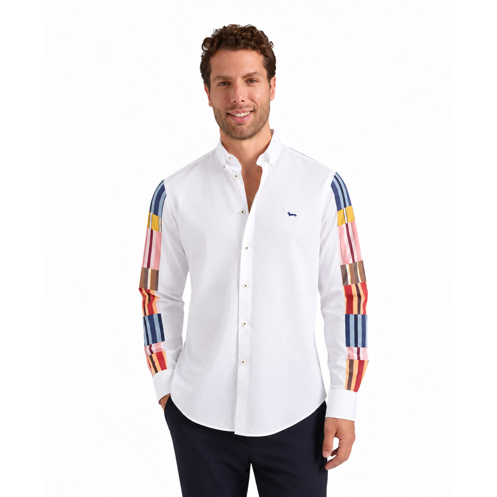 Harmont & Blaine Mens Shirt With Sleeve Design In White