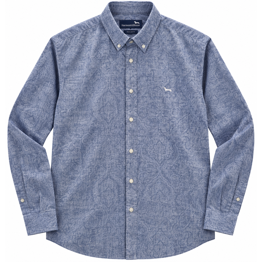 Harmont & Blaine Printed Mens Shirt In Blue