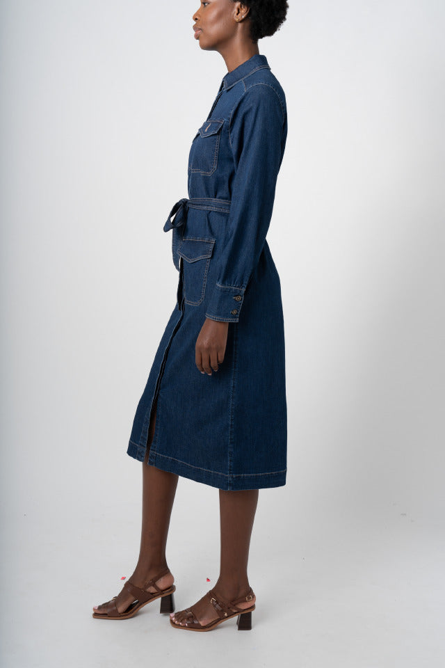 Polo Womens Lynn Denim Dress In Dark Wash