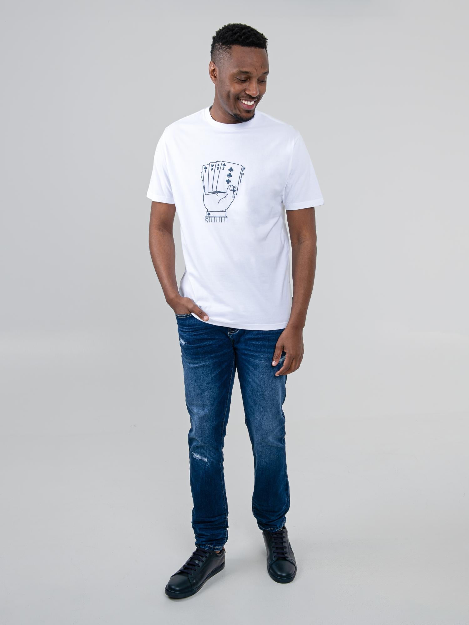Ben Sherman Mens Hidden Ace T-Shirt In White
