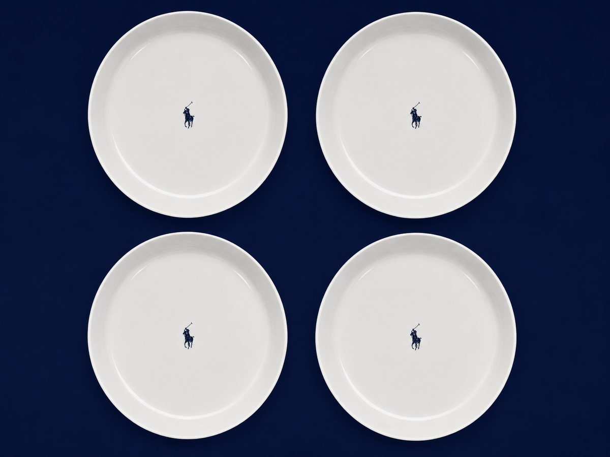 Polo Classic High Rim Dinner Plate 4 Piece Set In White