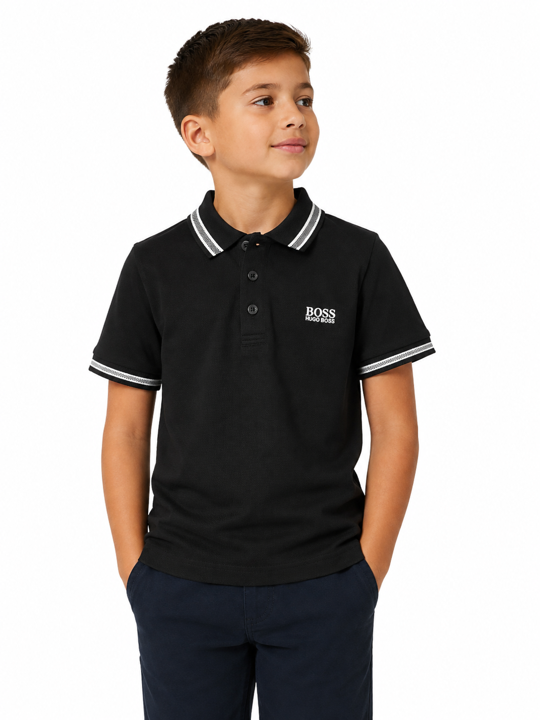 Hugo Boss Short Sleeve Golfer Shirt In Black