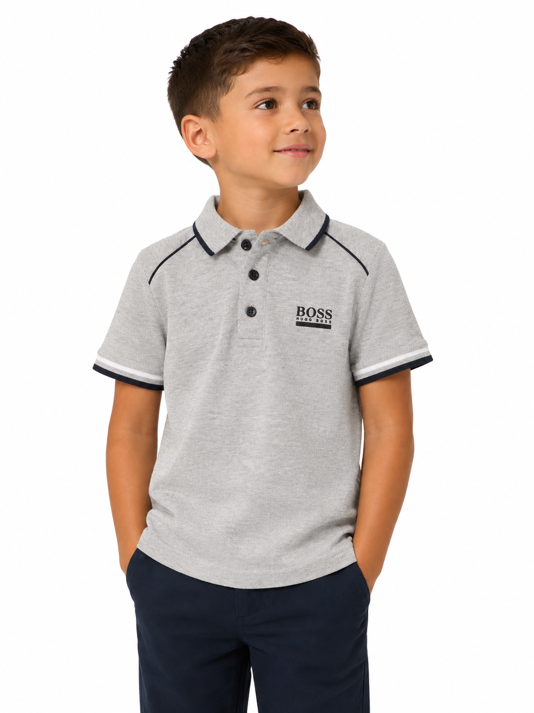 Hugo Boss Short Sleeve Golfer Shirt In Grey
