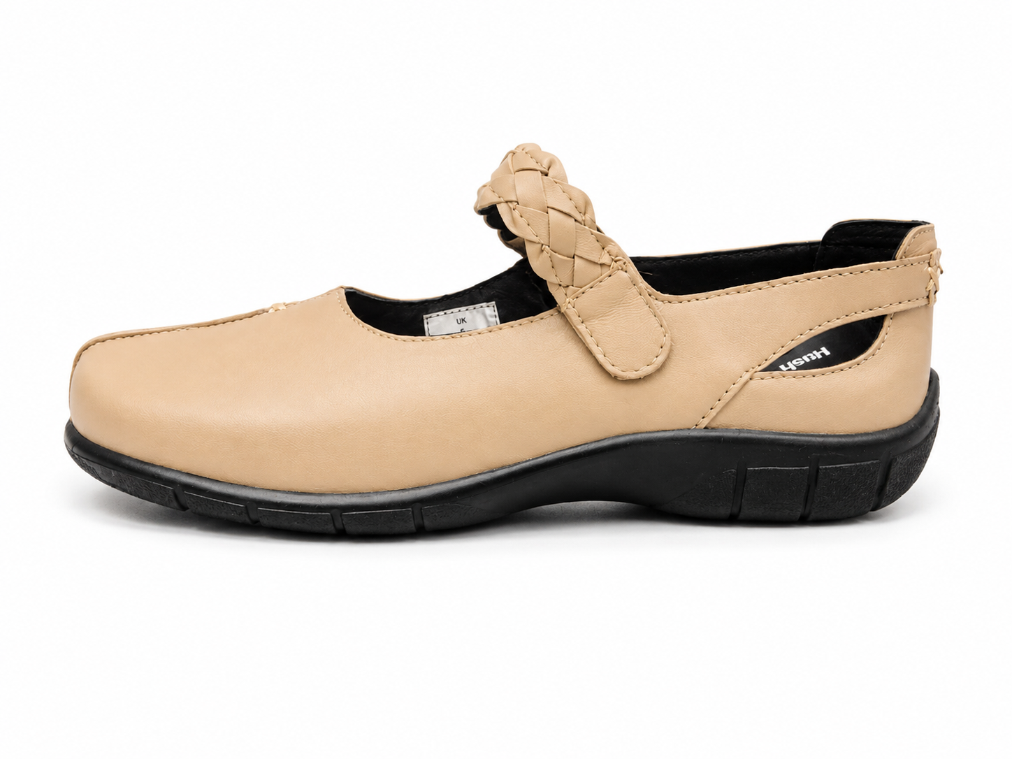 Hush Puppies Womens Fire Leather Flat Shoes In Beige