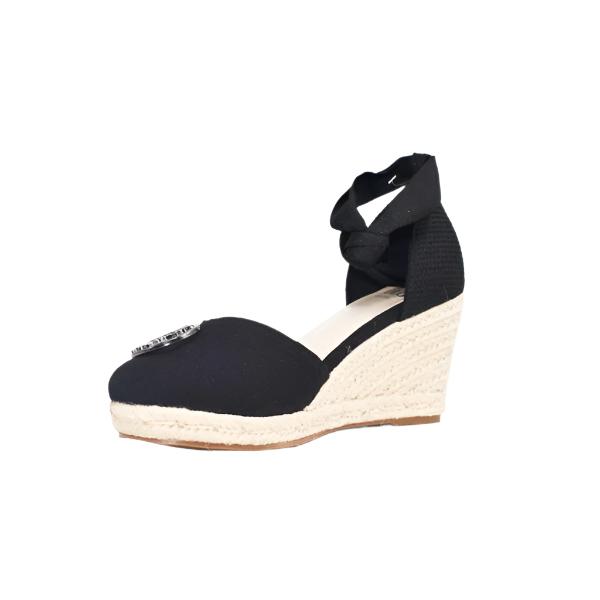 Polo 0050108 Womens Jaqcuard Espadrille Wedge Heels Black