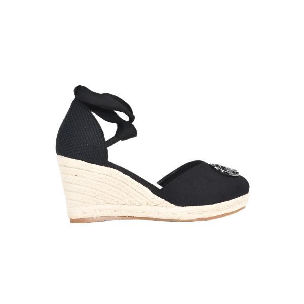 Polo 0050108 Womens Jaqcuard Espadrille Wedge Heels Black