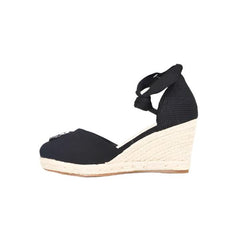 Polo 0050108 Womens Jaqcuard Espadrille Wedge Heels Black