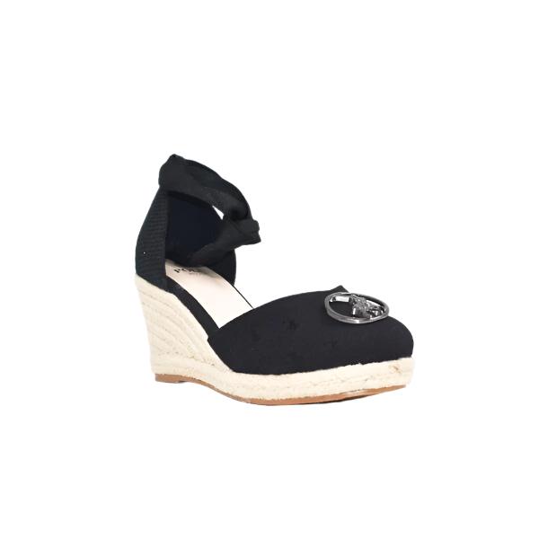 Polo 0050108 Womens Jaqcuard Espadrille Wedge Heels Black