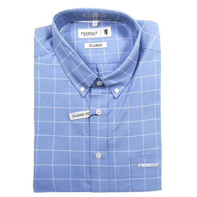 Pringle Mens Oscar Short Sleeve Classic Oxford Shirt In Blue