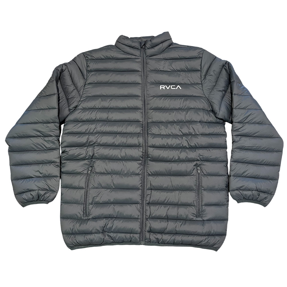 RVCA Mens Full Zip Puffer Jacket In Dark Green