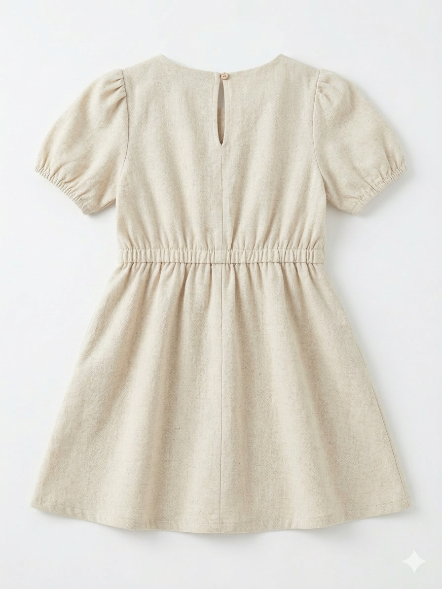 Polo Girls Cally Blousen Sleeve Dress In Natural