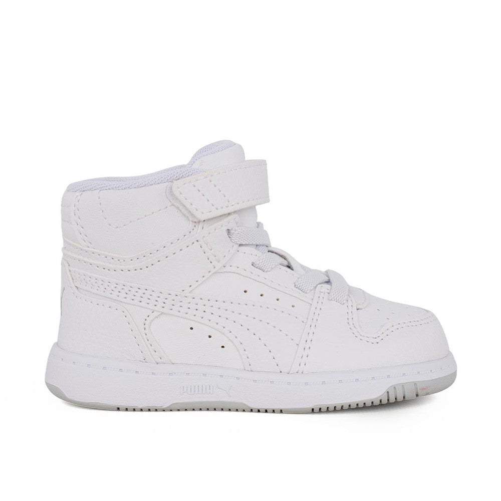 Puma Unisex Kiddies Rebound Slam Mid Ac + Infants Sneakers In White/Cool Light Gray