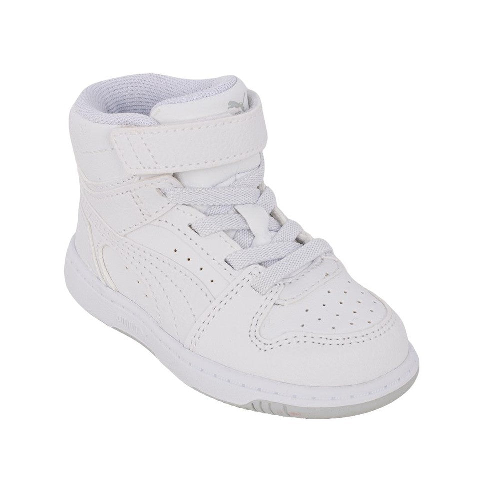 Puma Unisex Kiddies Rebound Slam Mid Ac + Infants Sneakers In White/Cool Light Gray