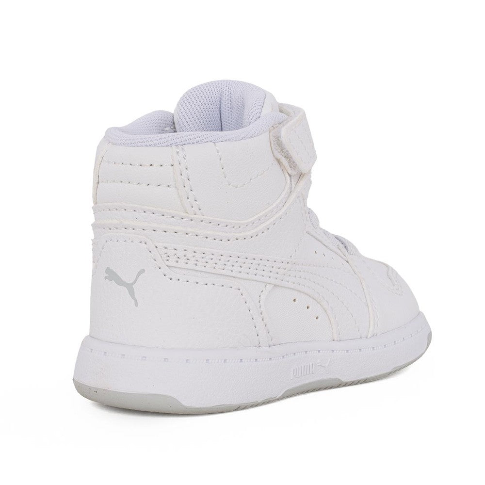 Puma Unisex Kiddies Rebound Slam Mid Ac + Infants Sneakers In White/Cool Light Gray