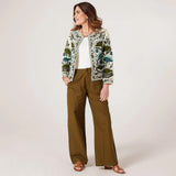 Izabel London Embroidered Jacket In Green